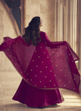 Premium Silk with Heavy Embroidered Gown in Pink